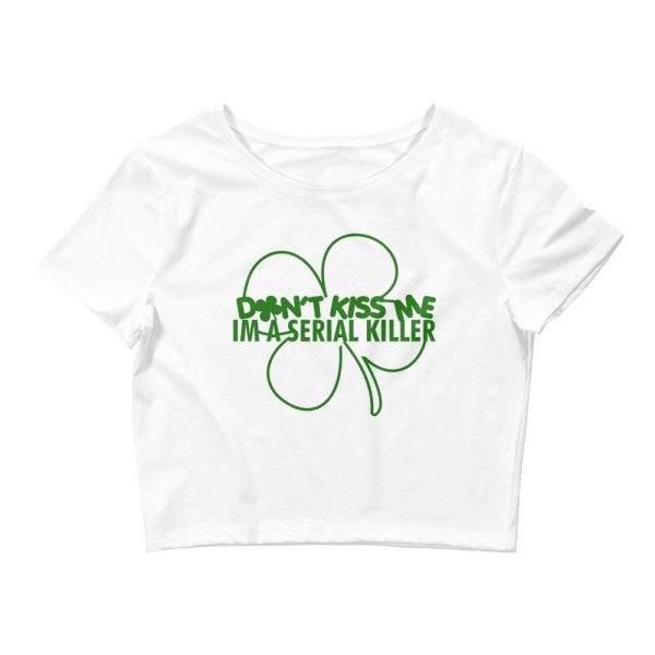 Dont Kiss Me Women’s Crop Tee (White/Green)